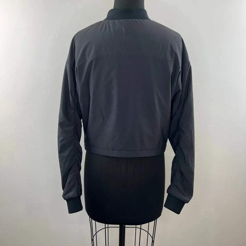 NIKE AeroLayer Gray Black M Training Bomber Jacket Nylon Long Sleeve Full Zip
